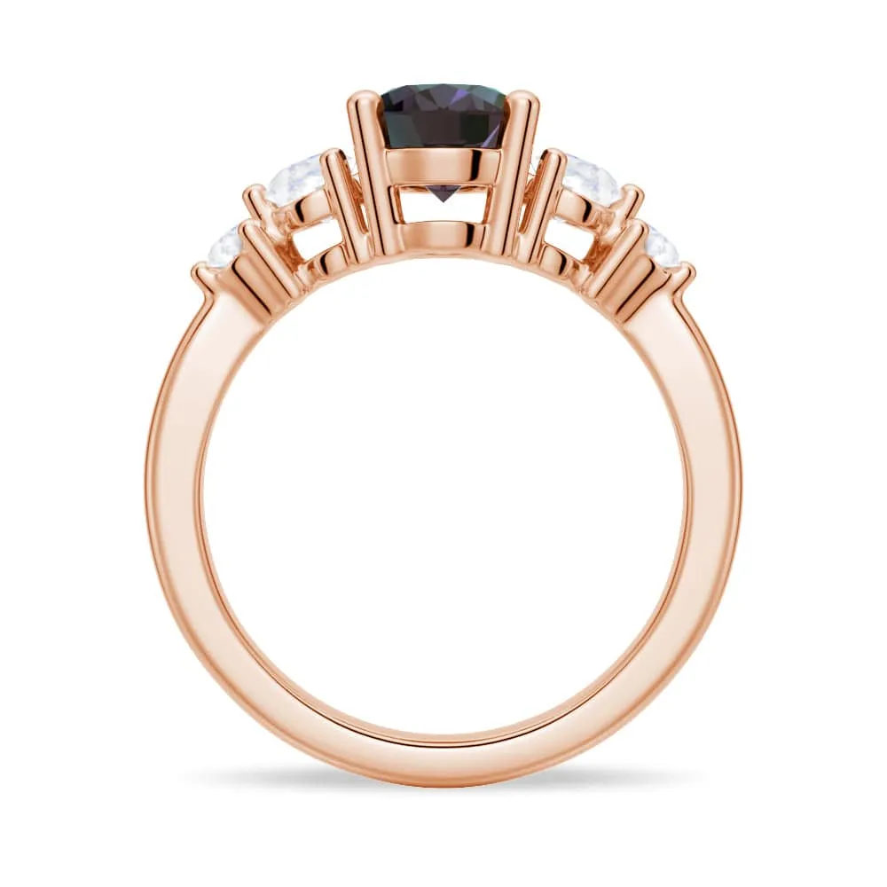 1.5 CT. Oval Alexandrite Engagement Ring With Moonstone Accents sold by MSBLUE Jewelry product image thumbnail 4