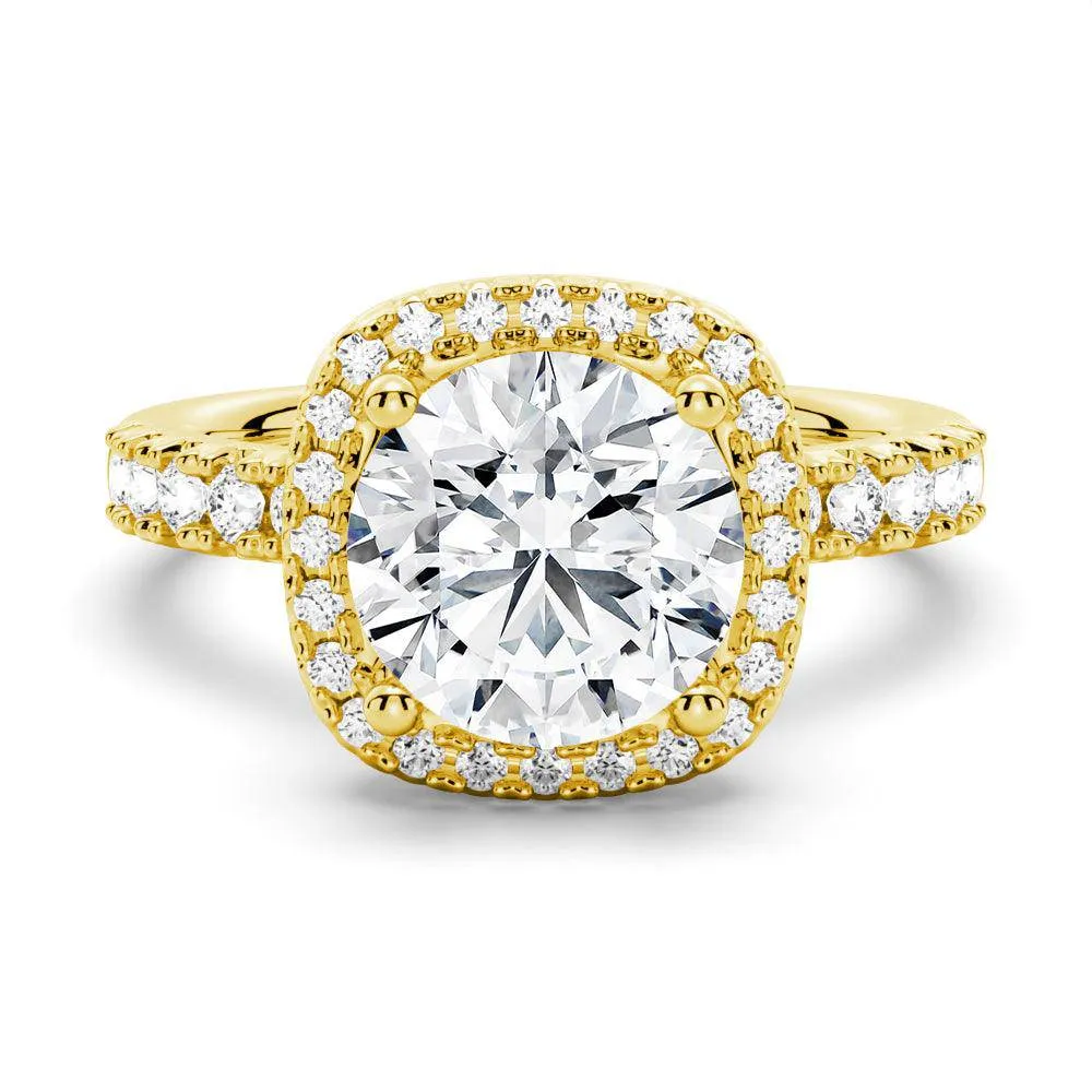 Brilliant Halo Round Moissanite Engagement Ring sold by MSBLUE Jewelry product image thumbnail 2