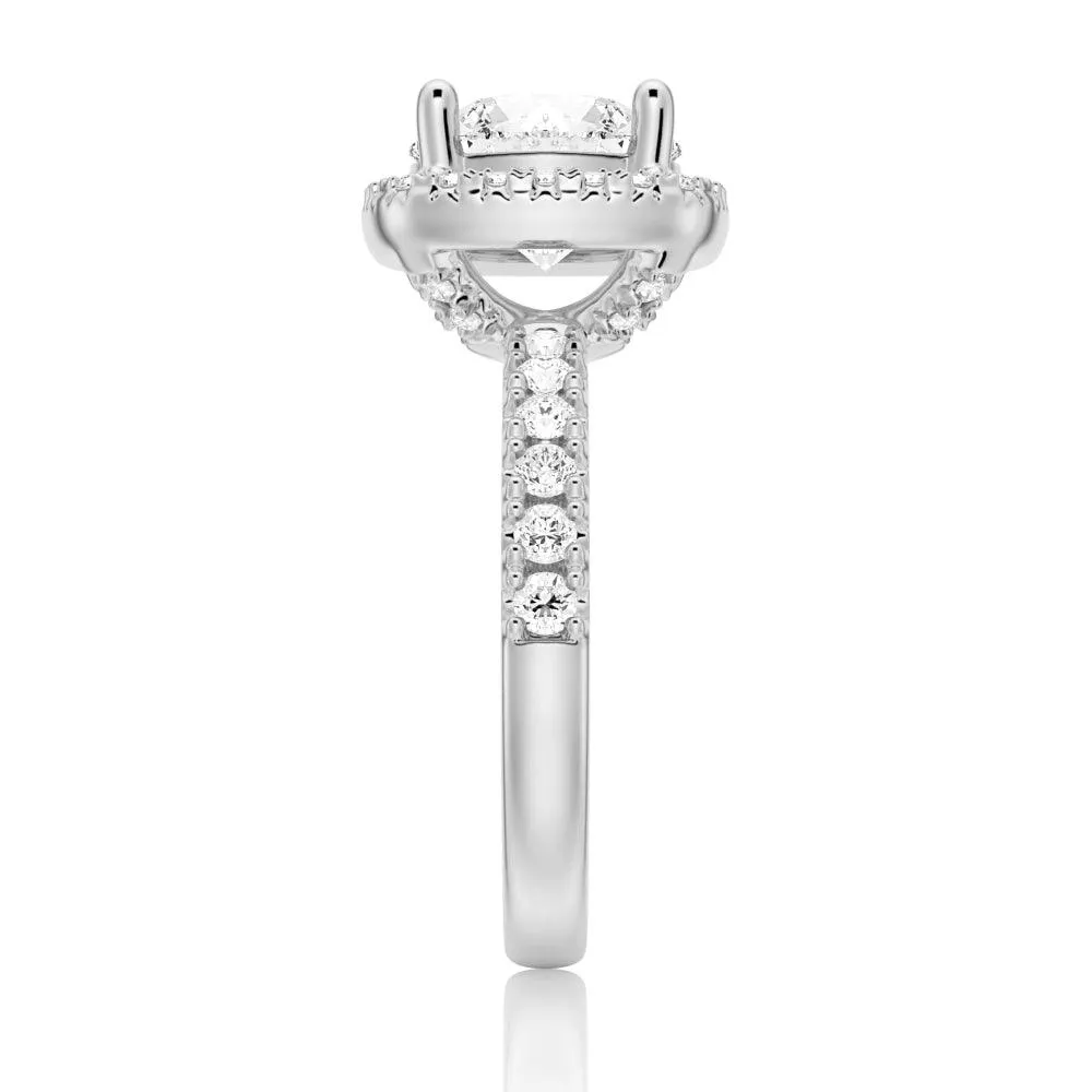 Brilliant Halo Round Moissanite Engagement Ring sold by MSBLUE Jewelry product image thumbnail 5