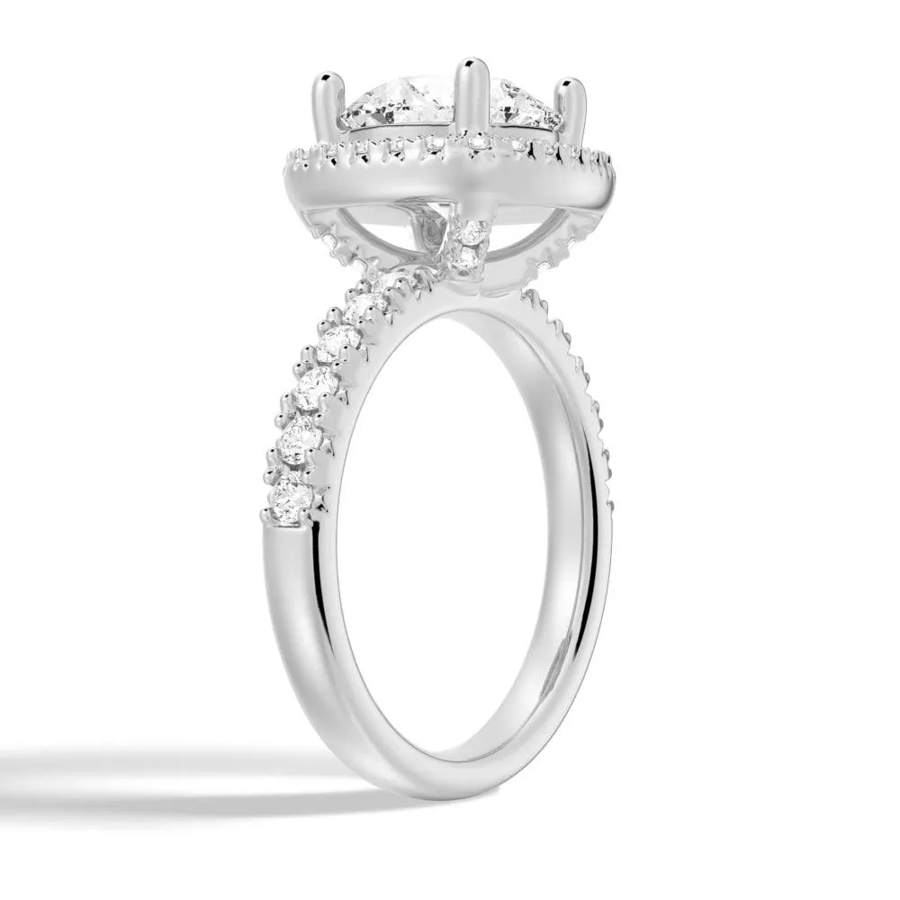 Brilliant Halo Round Moissanite Engagement Ring sold by MSBLUE Jewelry product image thumbnail 4