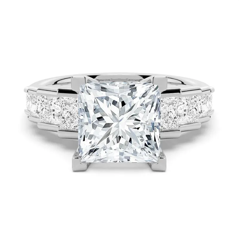 Unique Cinderella Staircase Princess Cut Moissanite Engagement Ring sold by MSBLUE Jewelry