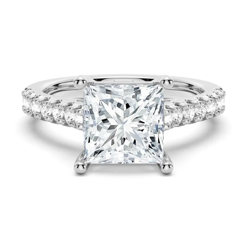 Princess Cut Pavé Moissanite Engagement Ring sold by MSBLUE Jewelry