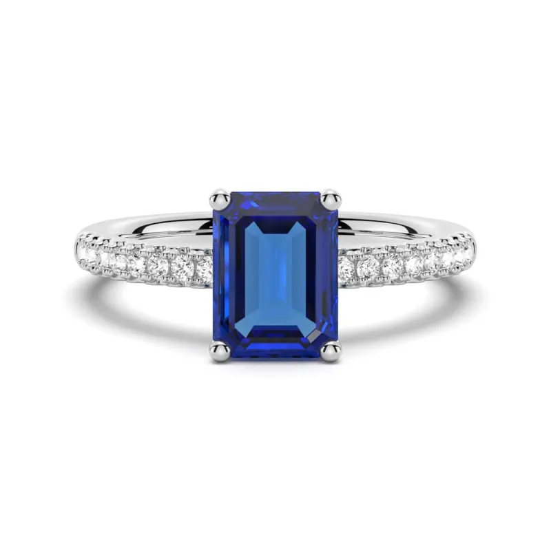 2 CT. Petite Trellis Lab Grown Sapphire Gemstone Ring sold by MSBLUE Jewelry