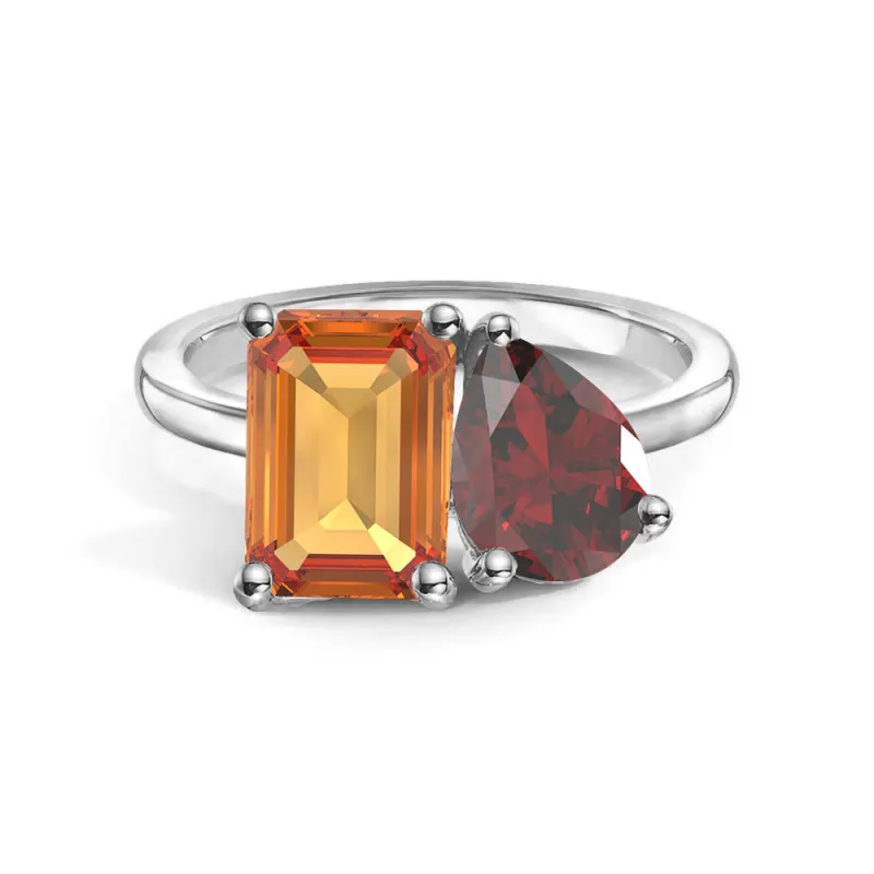 Toi et Moi Personalized Citrine Birthstone Anniversary Ring sold by MSBLUE Jewelry
