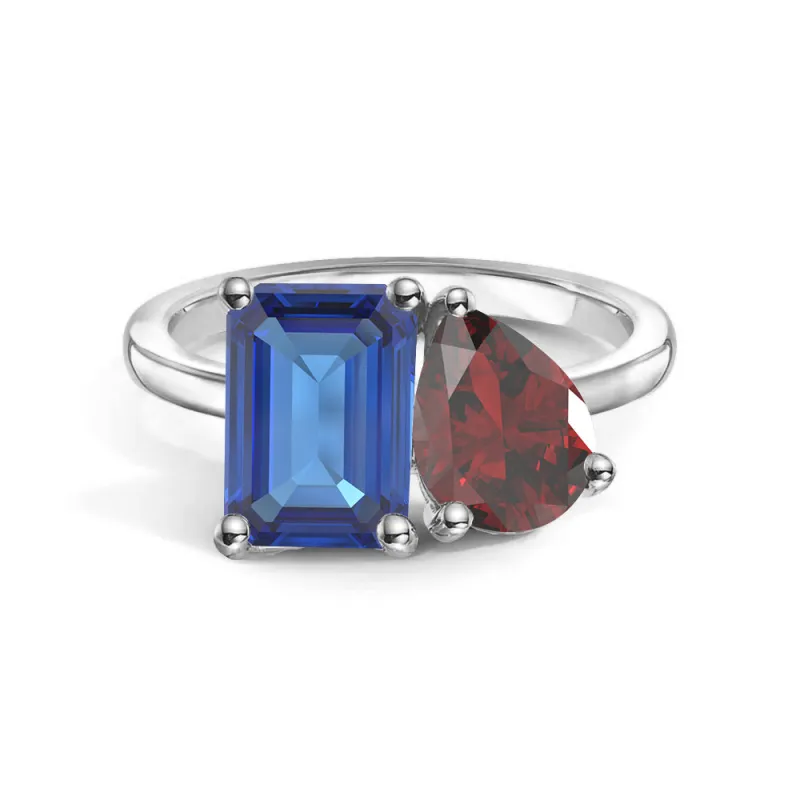 Toi et Moi Personalized Sapphire Birthstone Anniversary Ring sold by MSBLUE Jewelry