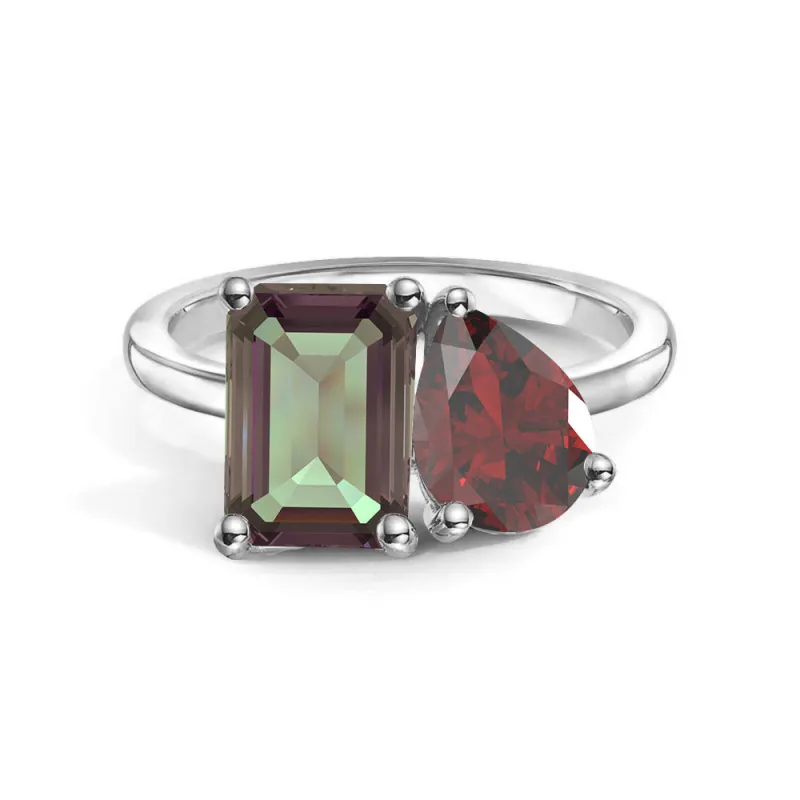 Toi et Moi Personalized Alexandrite Birthstone Anniversary Ring sold by MSBLUE Jewelry
