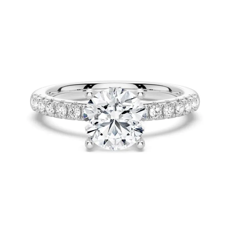 1.5 CT. Round-Shaped Pavé Band Moissanite Engagement Ring [Ships within 24 hrs] sold by MSBLUE Jewelry