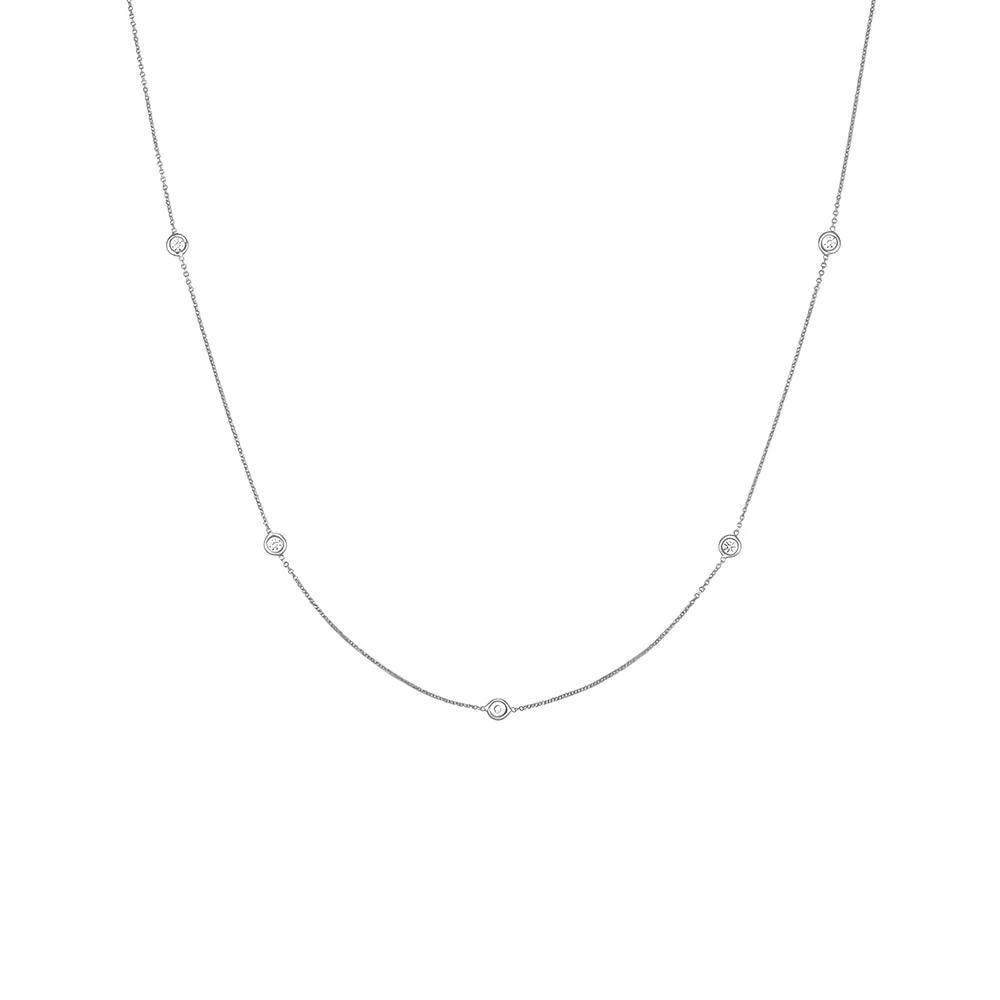 Bezel Set Delicate Beaded Chain Necklace sold by MSBLUE Jewelry product image thumbnail 2