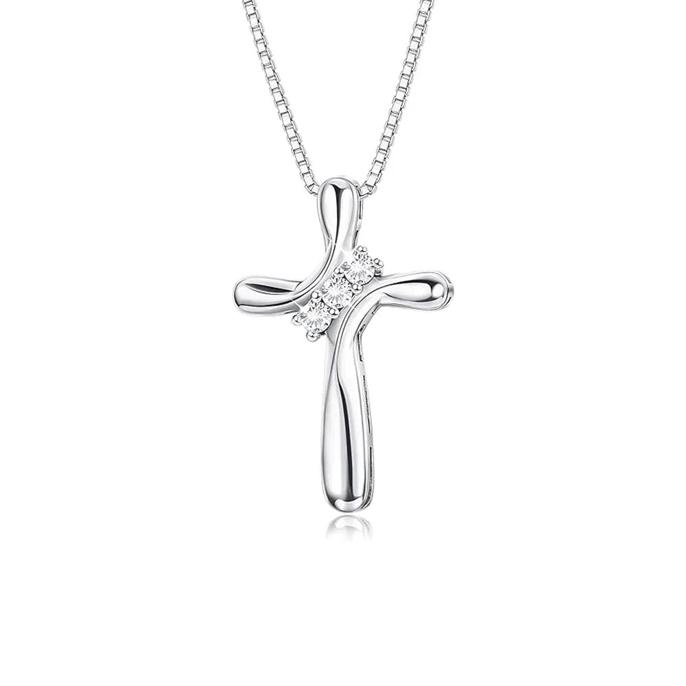 Modern Cross Necklace Pendant with Lab Grown Diamond Accents sold by MSBLUE Jewelry