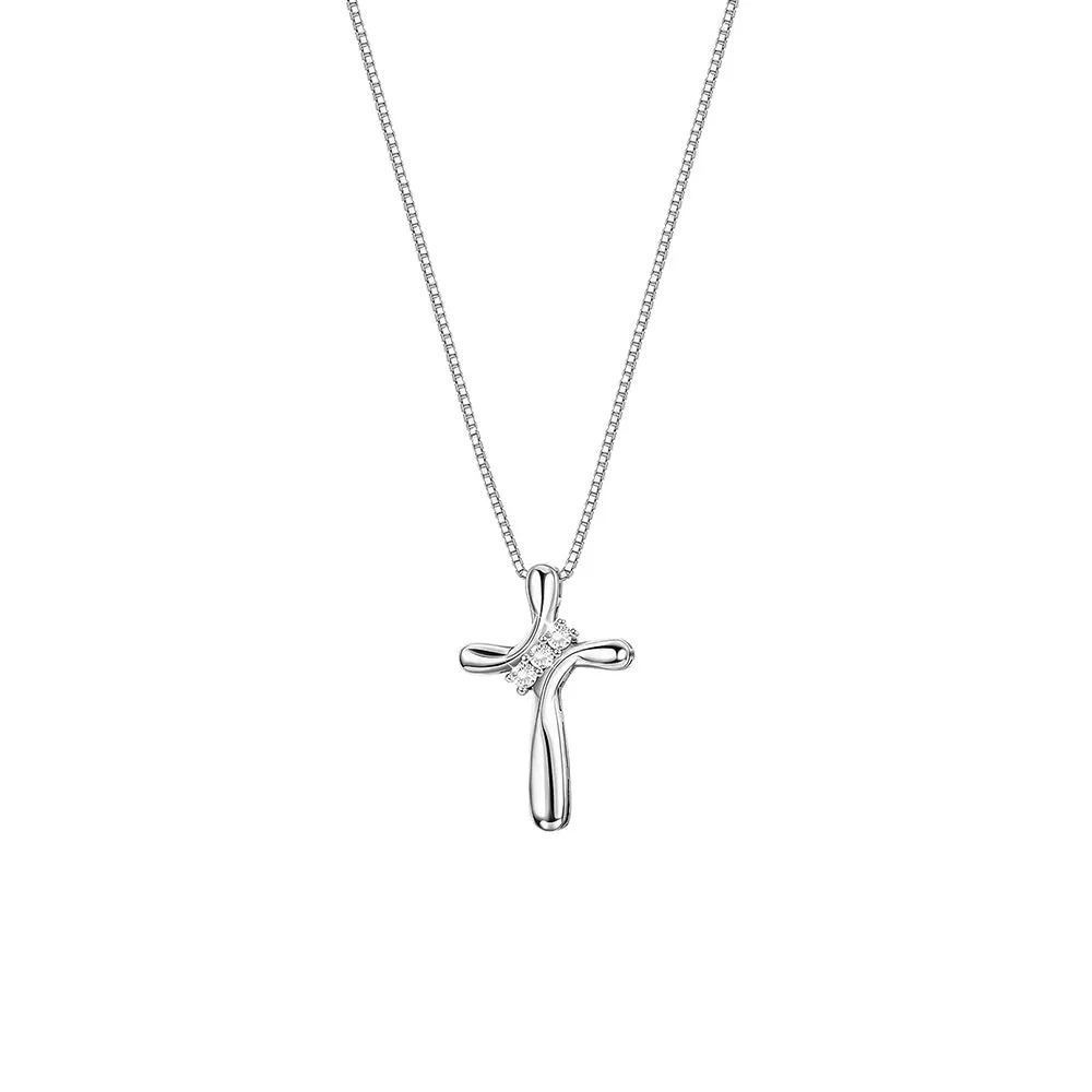 Modern Cross Necklace Pendant with Lab Grown Diamond Accents sold by MSBLUE Jewelry product image thumbnail 2