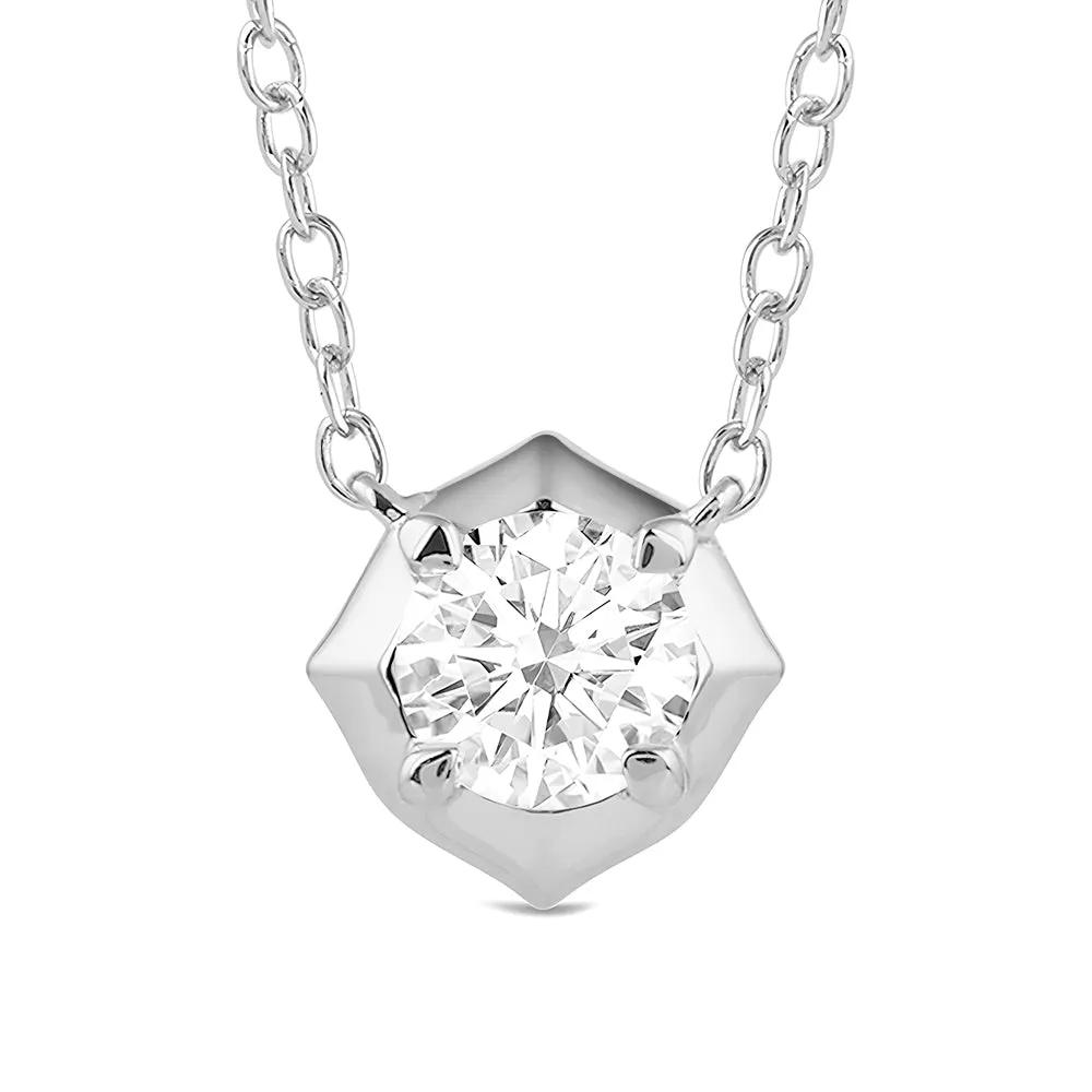 Hexagonal Lab Grown Diamond Solitaire Pendant Necklace sold by MSBLUE Jewelry