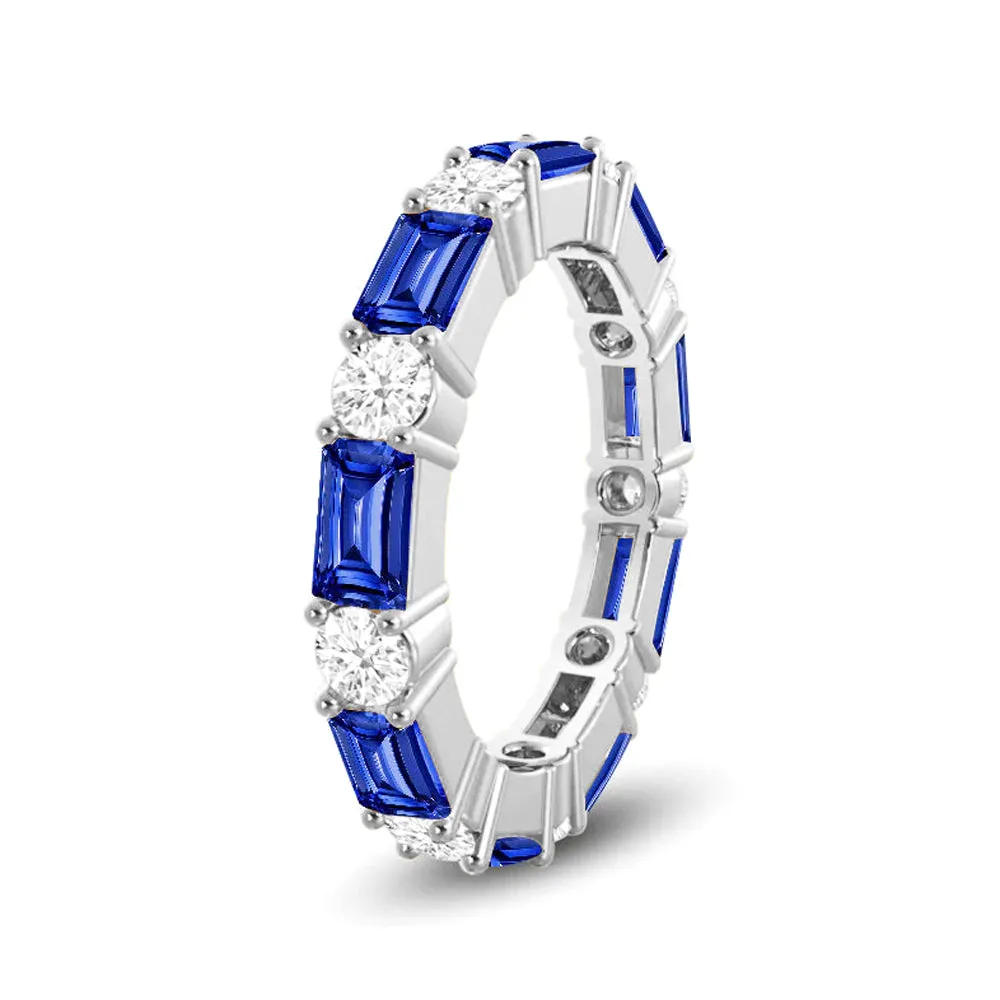 Timeless Created Sapphire and Lab Grown Diamond Eternity Band sold by MSBLUE Jewelry product image thumbnail 2