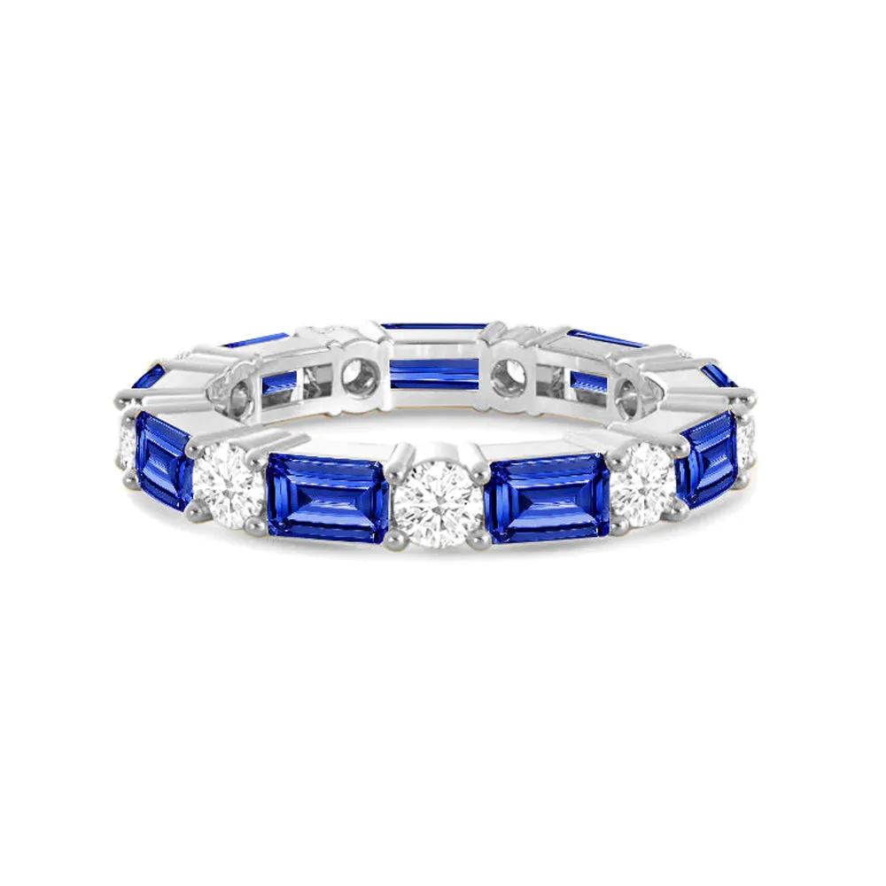 Timeless Created Sapphire and Lab Grown Diamond Eternity Band sold by MSBLUE Jewelry