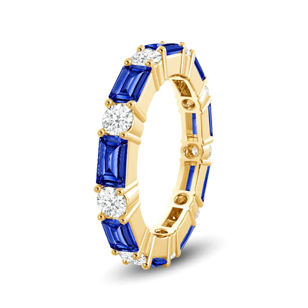Timeless Created Sapphire and Lab Grown Diamond Eternity Band sold by MSBLUE Jewelry product image thumbnail 4