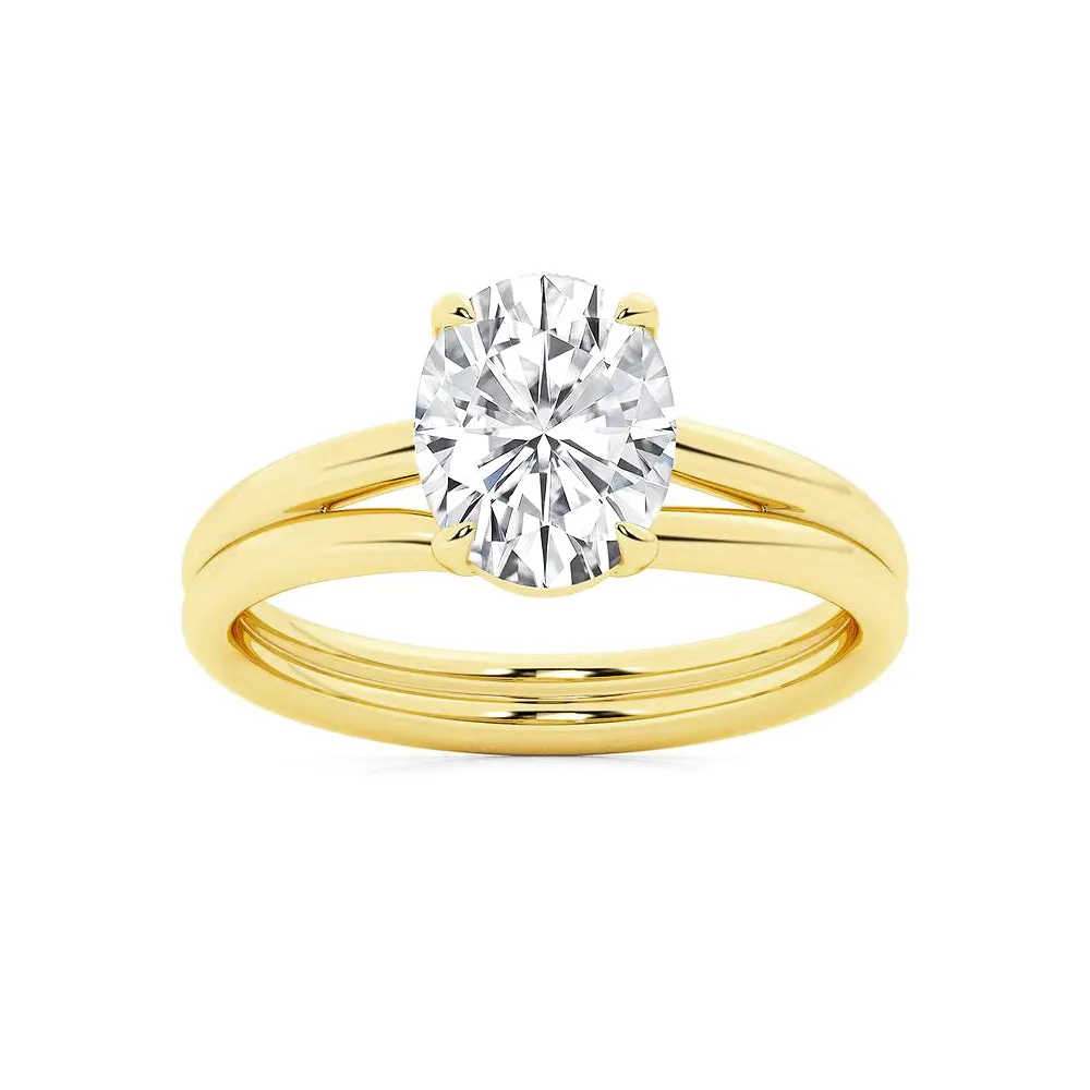 Classic Oval Solitaire Engagement Ring with Split Shank sold by MSBLUE Jewelry product image thumbnail 2