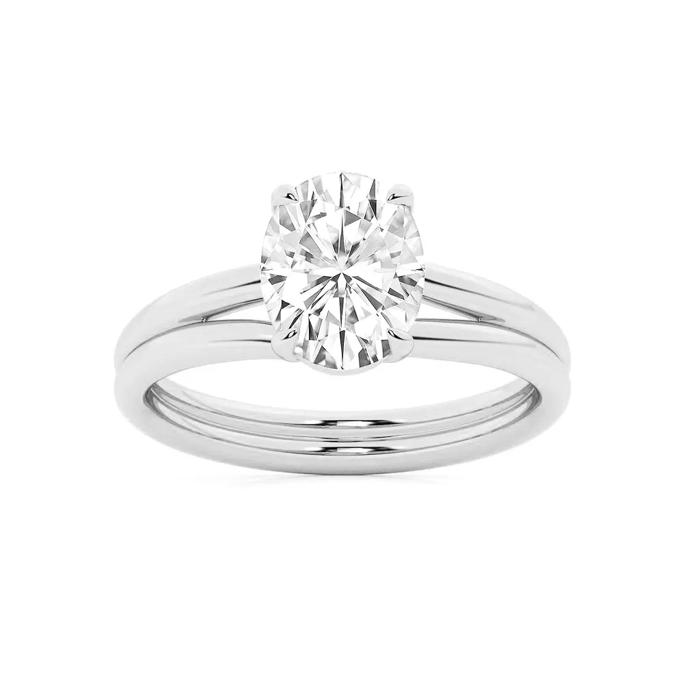 Classic Oval Solitaire Engagement Ring with Split Shank sold by MSBLUE Jewelry
