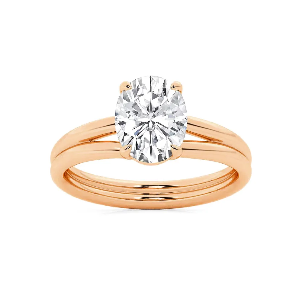 Classic Oval Solitaire Engagement Ring with Split Shank sold by MSBLUE Jewelry product image thumbnail 3