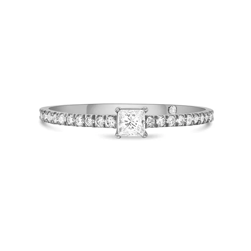 Princess Cut Lab Grown Diamond Promise Ring with Half Eternity Band sold by MSBLUE Jewelry