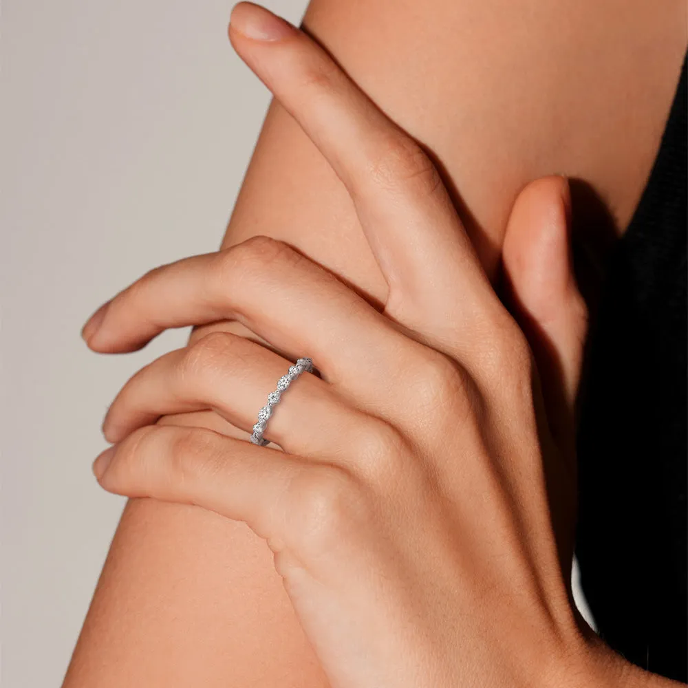 Celestial Embrace Half Eternity Lab Grown Diamond Ring sold by MSBLUE Jewelry product image thumbnail 4