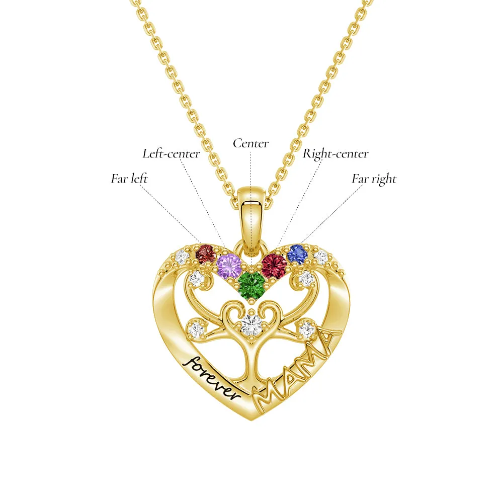 Custom Birthstone Heart Tree Necklace – "Forever MAMA" Pendant sold by MSBLUE Jewelry product image thumbnail 5