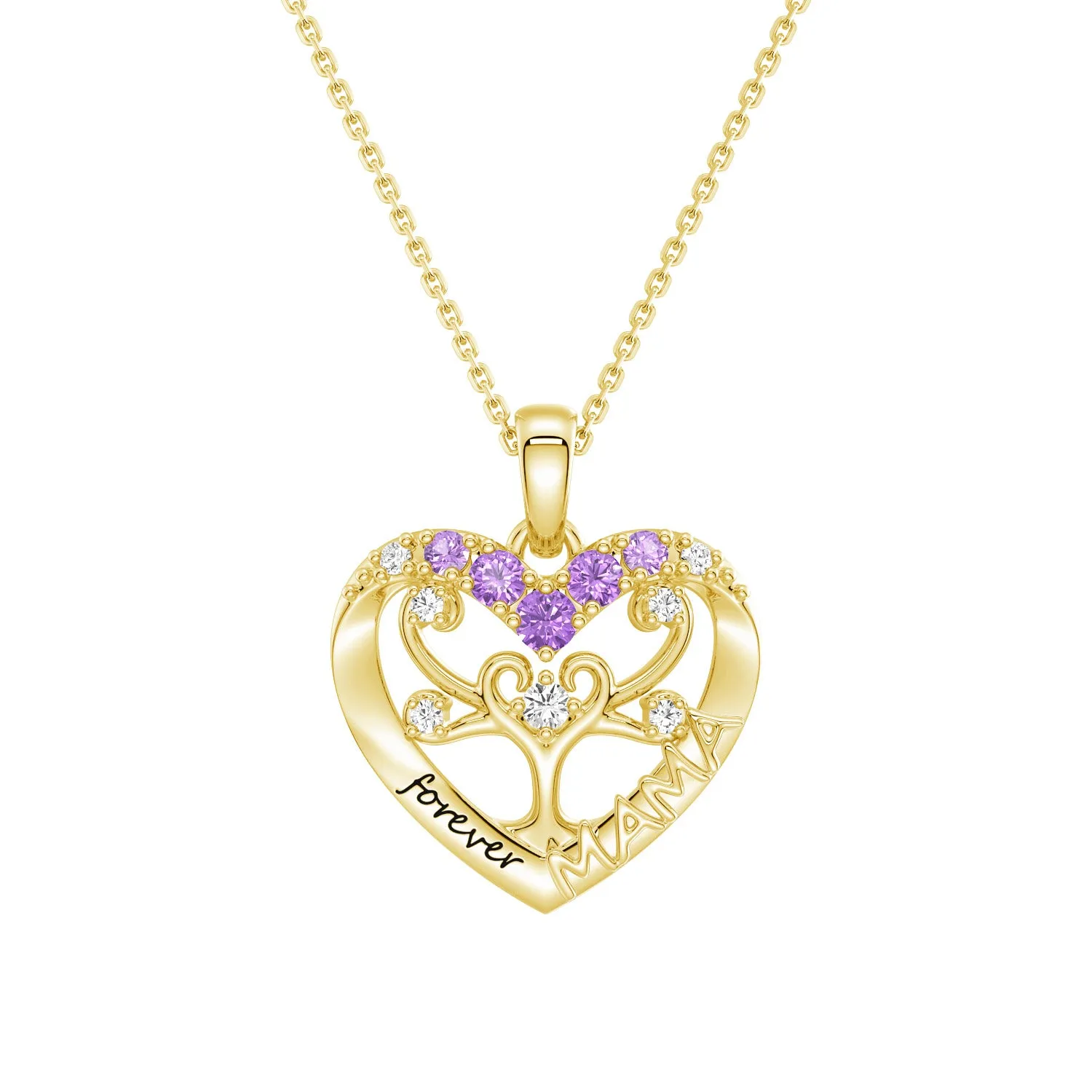 Custom Birthstone Heart Tree Necklace – "Forever MAMA" Pendant sold by MSBLUE Jewelry product image thumbnail 4