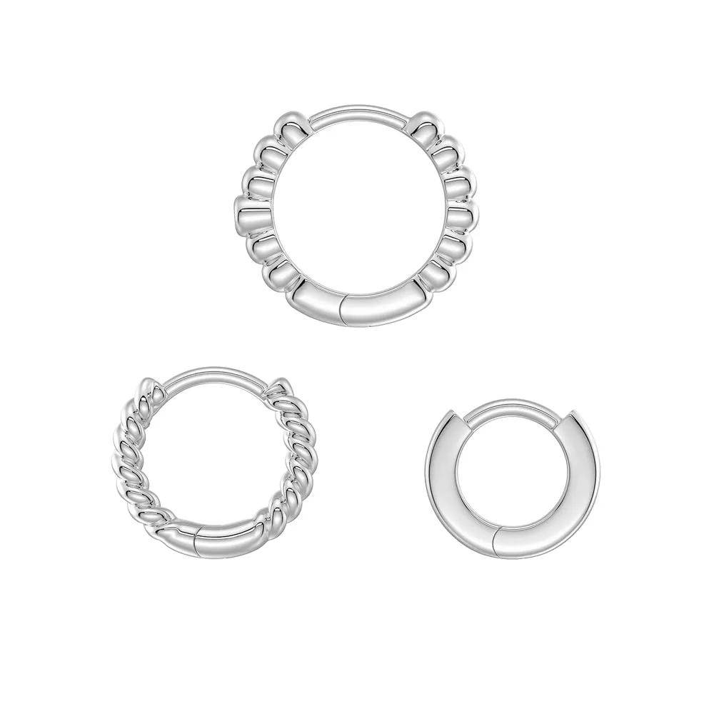 Triple Stack Hoop Earrings Set with Lab Grown Diamond Accent sold by MSBLUE Jewelry product image thumbnail 3