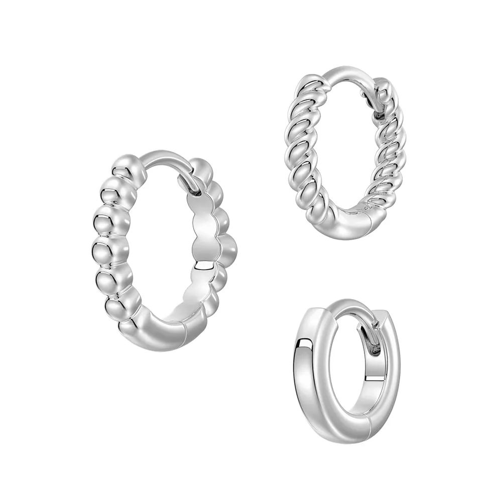 Triple Stack Hoop Earrings Set with Lab Grown Diamond Accent sold by MSBLUE Jewelry product image thumbnail 2
