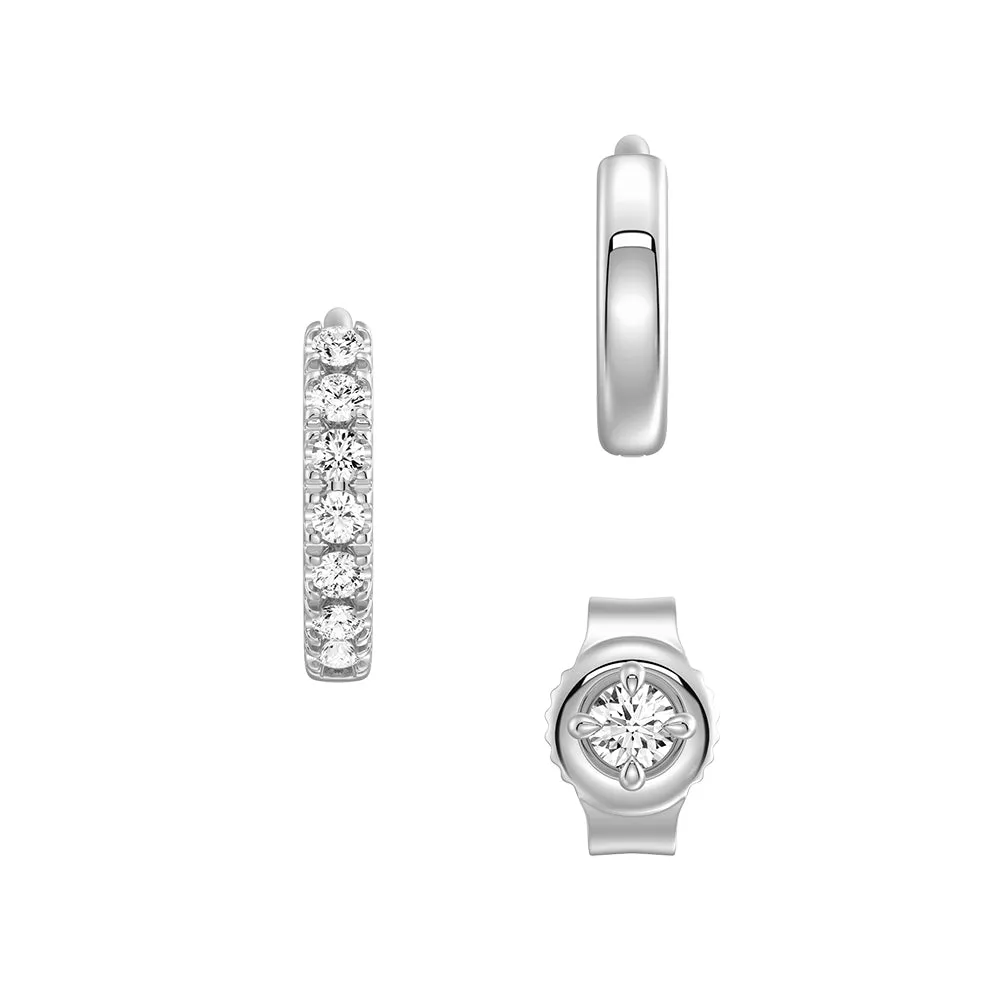 Triple Stack Lab Diamond Stud and Hoop Earrings Set sold by MSBLUE Jewelry product image thumbnail 2