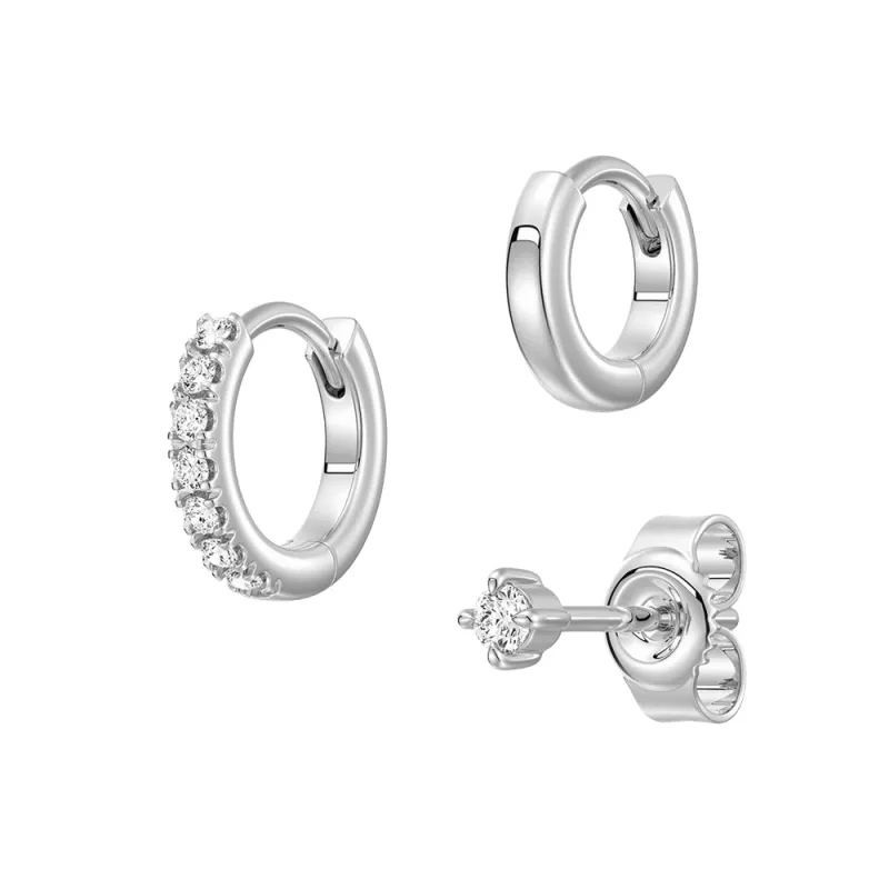 Triple Stack Lab Diamond Stud and Hoop Earrings Set sold by MSBLUE Jewelry