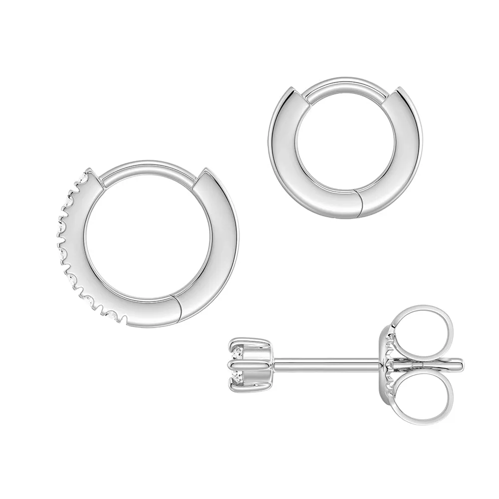 Triple Stack Lab Diamond Stud and Hoop Earrings Set sold by MSBLUE Jewelry product image thumbnail 3