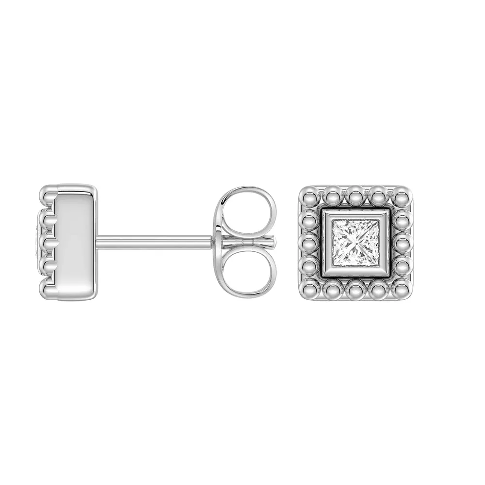 Convertible 2 in 1 Beaded Jacket Stud Earrings with Princess Cut Lab Diamond sold by MSBLUE Jewelry product image thumbnail 5