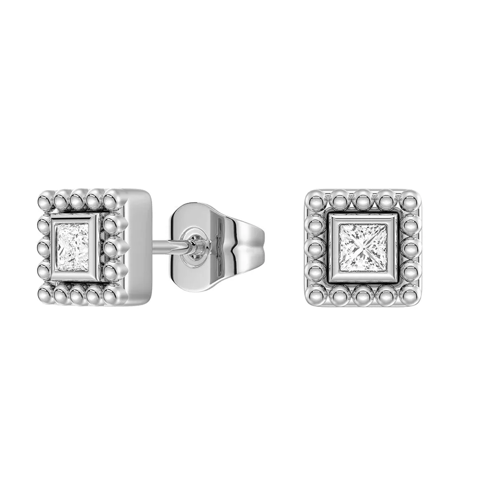Convertible 2 in 1 Beaded Jacket Stud Earrings with Princess Cut Lab Diamond sold by MSBLUE Jewelry product image thumbnail 2