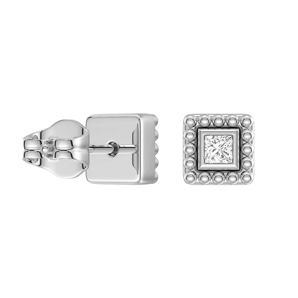 Convertible 2 in 1 Beaded Jacket Stud Earrings with Princess Cut Lab Diamond sold by MSBLUE Jewelry product image thumbnail 4