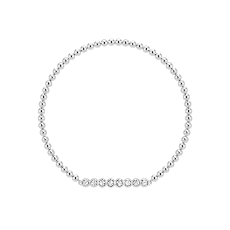 Beaded Chain Bracelet with Balanced Lab Grown Diamond Accents sold by MSBLUE Jewelry