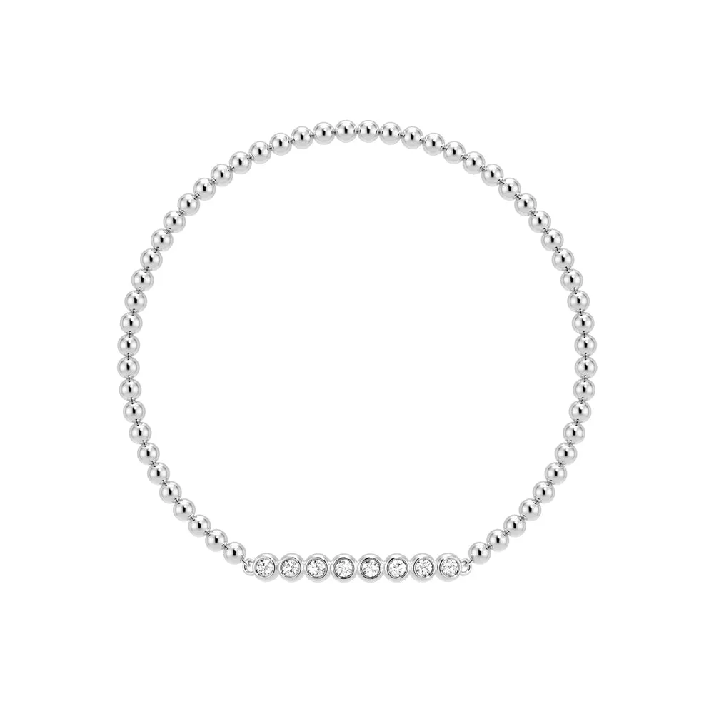 Beaded Chain Bracelet with Balanced Lab Grown Diamond Accents sold by MSBLUE Jewelry