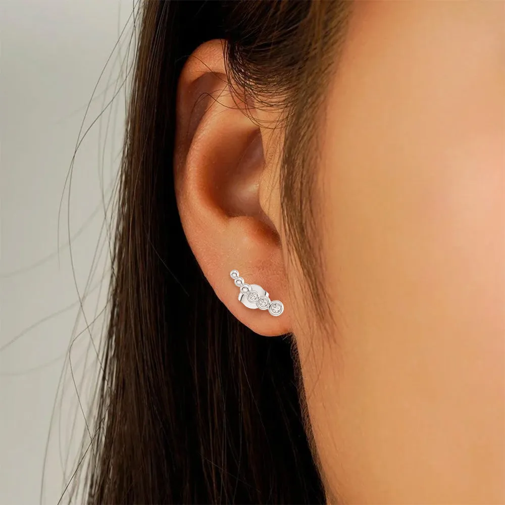 Moonlit Embrace Curved Bead Stud Earrings with Lab‑Grown Diamonds sold by MSBLUE Jewelry product image thumbnail 5