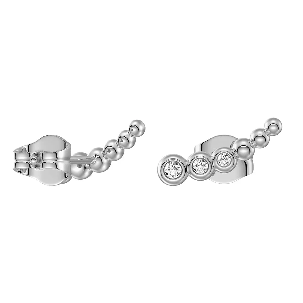 Moonlit Embrace Curved Bead Stud Earrings with Lab‑Grown Diamonds sold by MSBLUE Jewelry product image thumbnail 3