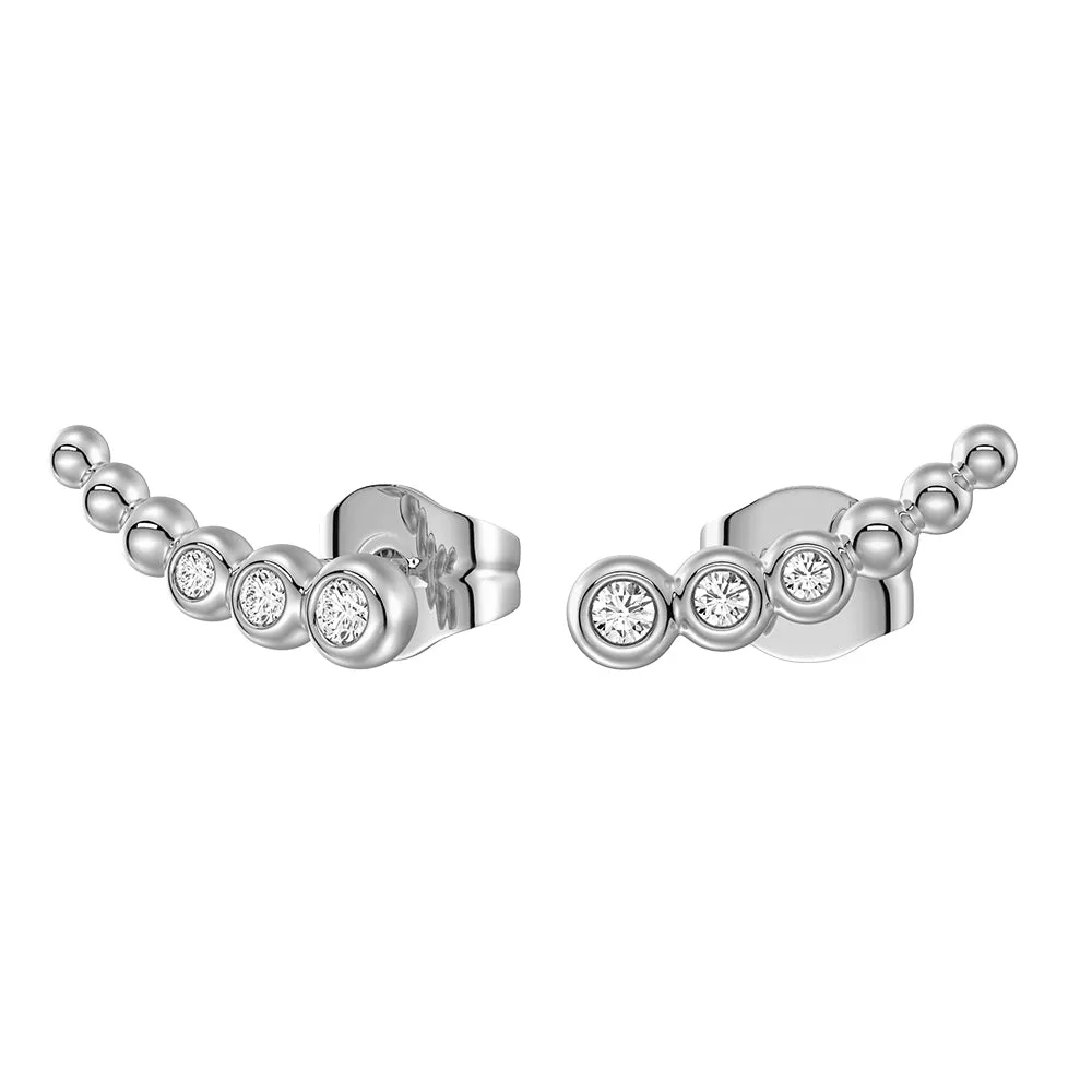 Moonlit Embrace Curved Bead Stud Earrings with Lab‑Grown Diamonds sold by MSBLUE Jewelry product image thumbnail 2