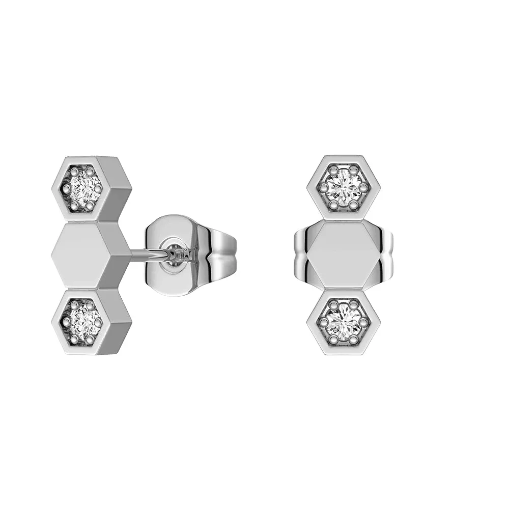 Honeycomb Hexagon Stud Earrings with Lab Grown Diamonds sold by MSBLUE Jewelry product image thumbnail 2