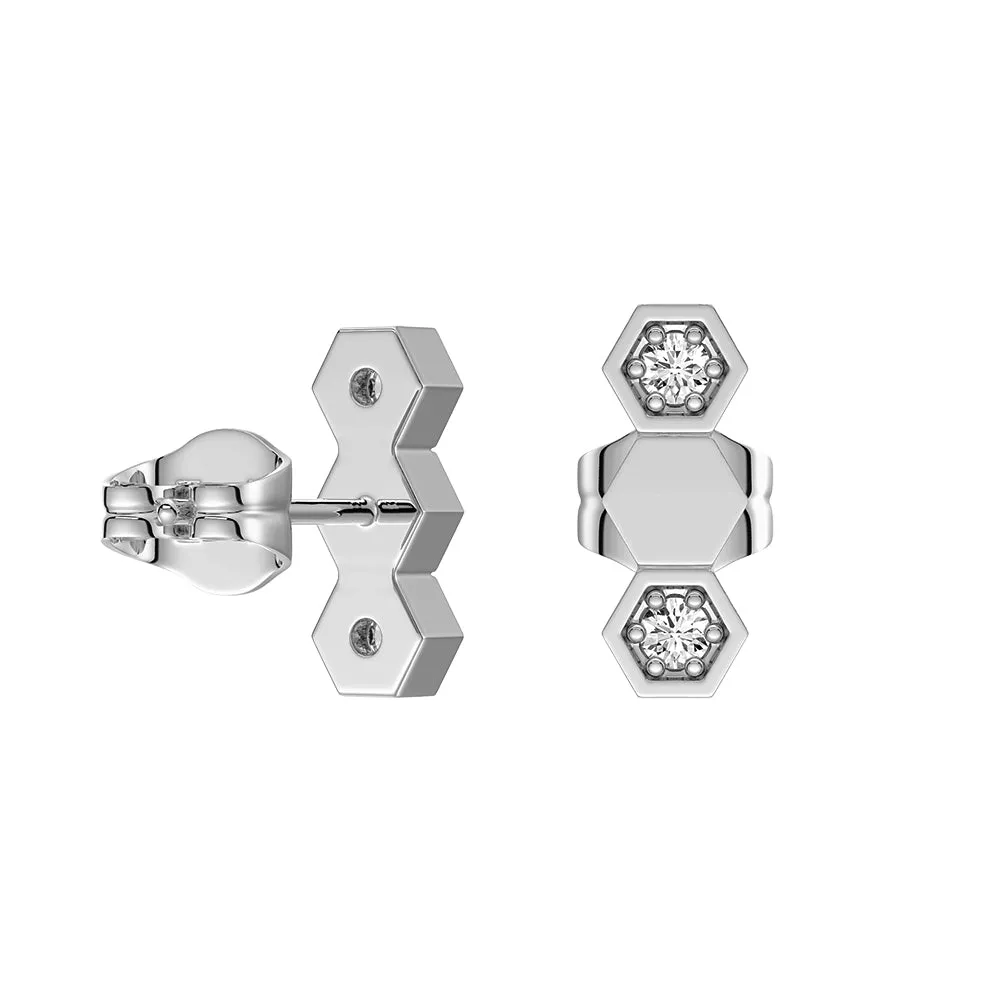 Honeycomb Hexagon Stud Earrings with Lab Grown Diamonds sold by MSBLUE Jewelry product image thumbnail 3