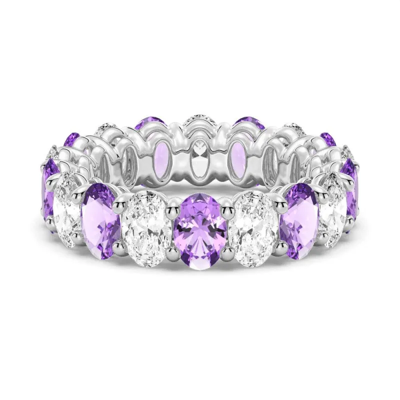 6.6 CT. Lab Grown White Sapphire with Purple  Amethyst  Gemstone Band sold by MSBLUE Jewelry