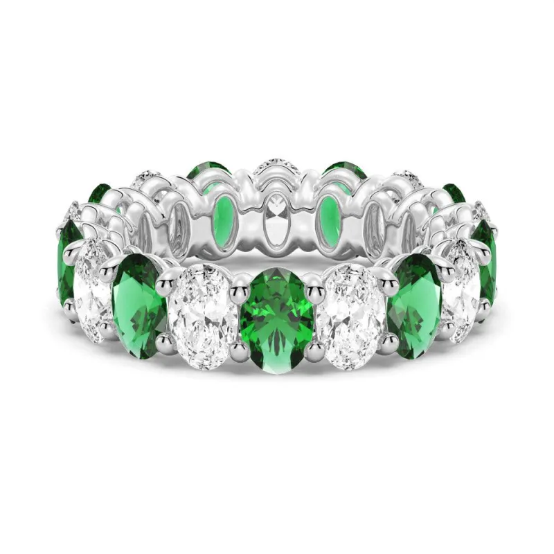 6.6 CT. Lab Grown White Sapphire with  Green Emerald Gemstone Band sold by MSBLUE Jewelry