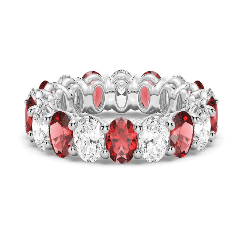 6.6 CT. Lab Grown White Sapphire with Ruby Gemstone Band sold by MSBLUE Jewelry