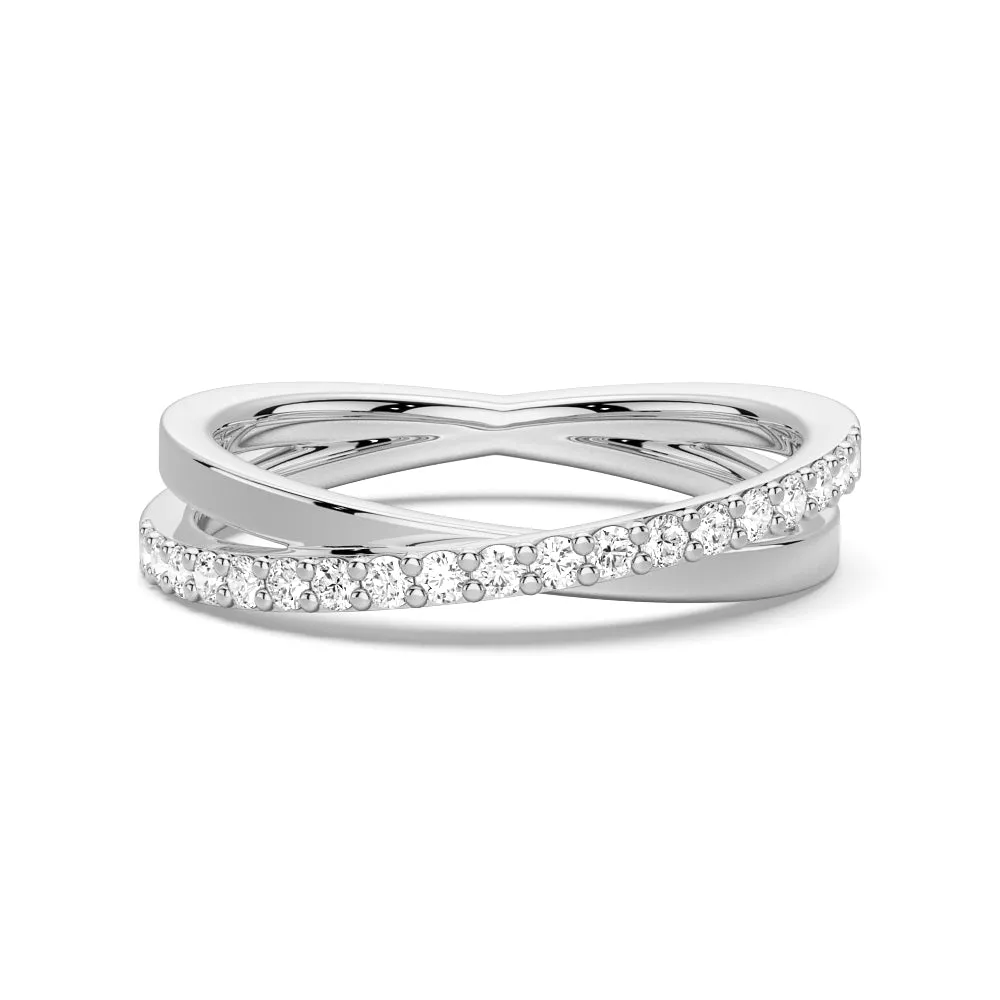 Interwoven Cross Design Lab Grown Diamond Ring sold by MSBLUE Jewelry