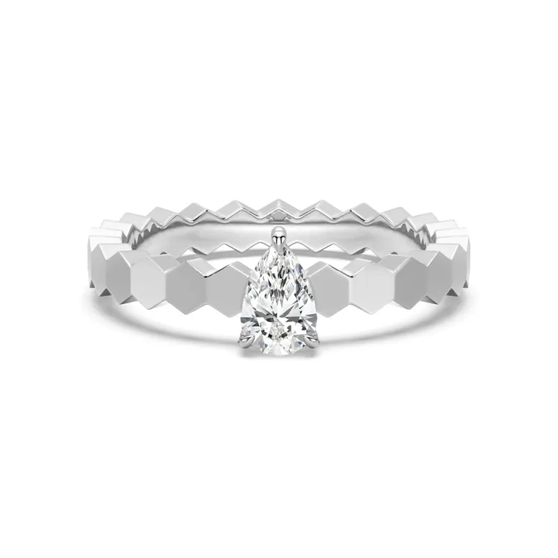 Geometric Pear Shaped Lab Grown Diamond Promise Ring sold by MSBLUE Jewelry