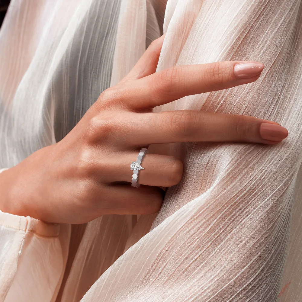 Geometric Pear Shaped Lab Grown Diamond Promise Ring sold by MSBLUE Jewelry product image thumbnail 5