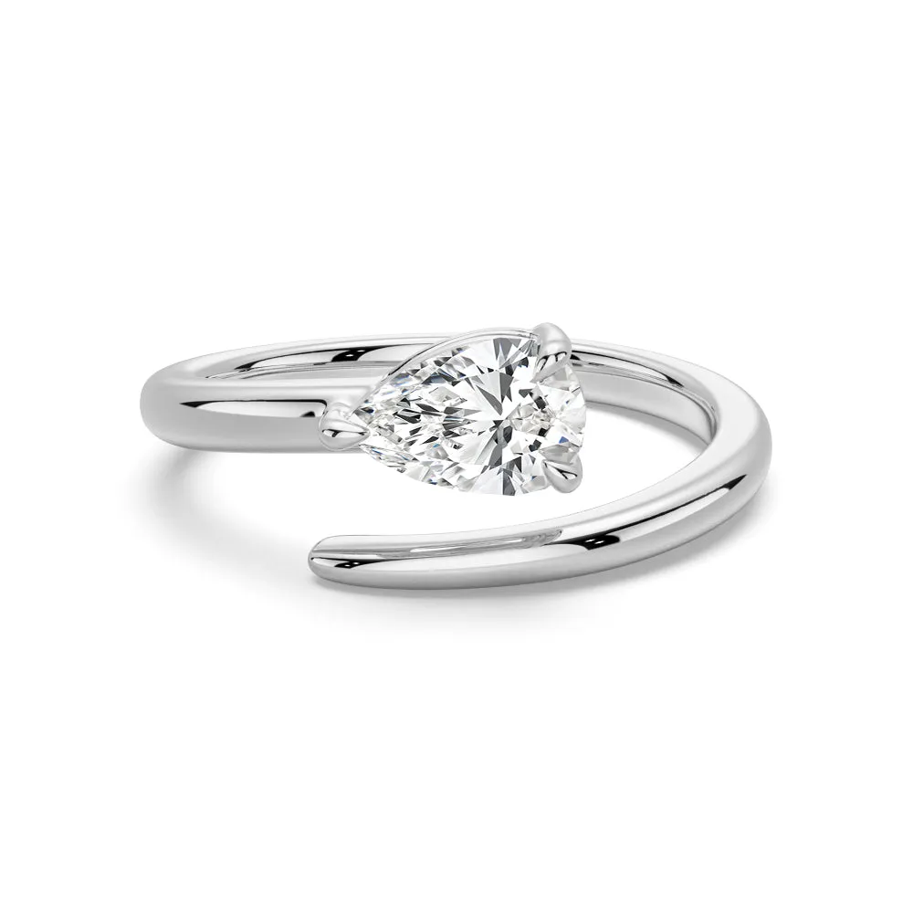 Refined Classic Pear Shaped Lab Grown Diamond Promise Ring sold by MSBLUE Jewelry
