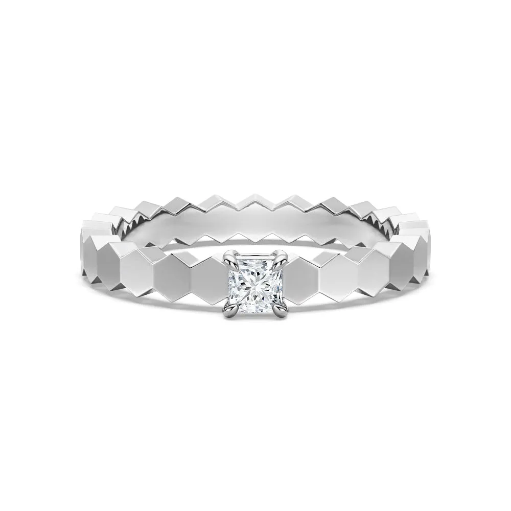 Geometric Princess Cut Lab Grown Diamond Promise Ring sold by MSBLUE Jewelry