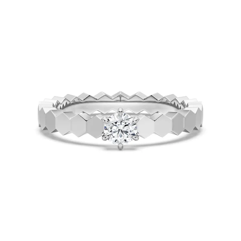 Geometric Lab Grown Diamond Promise Ring sold by MSBLUE Jewelry