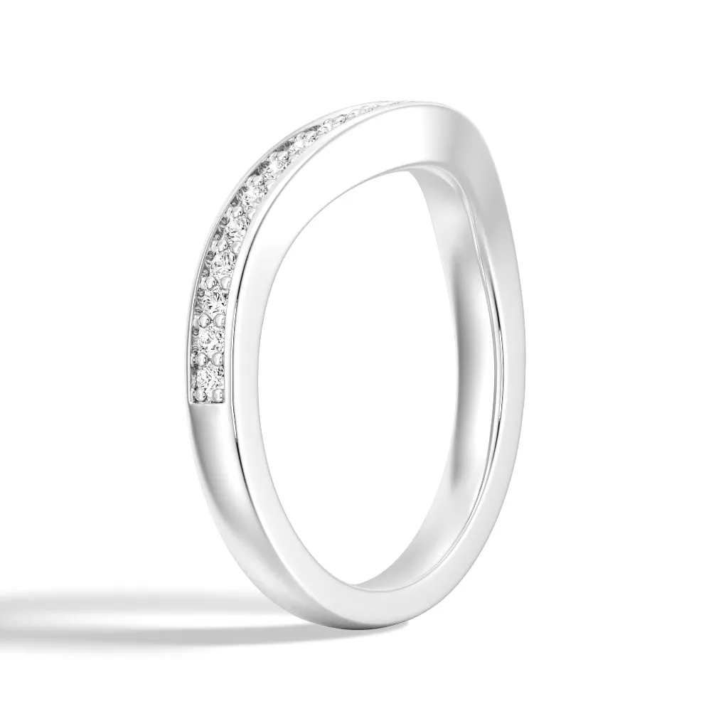 V Curved Moissanite Wedding Band with Pavé Setting sold by MSBLUE Jewelry product image thumbnail 3